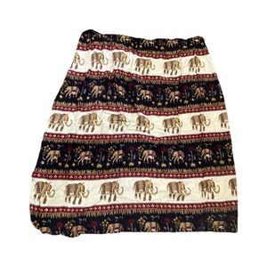 Unique INT Elephant Print Tie Skirt Bathing Suit Cover Up One Size Boho Safari